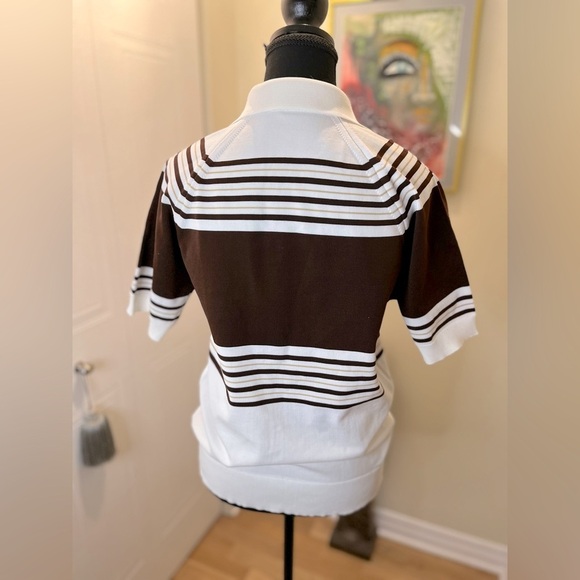 Vintage 70’s Golf  Shirt 👕,buttoned, brown/white/tan stripe, short sleeve. - Picture 3 of 6